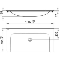 Keuco Plan - Lavabo 1007x494 mm, sans trop-plein, sans trou pour robinetterie, CleanPlus, blanc 32970311000