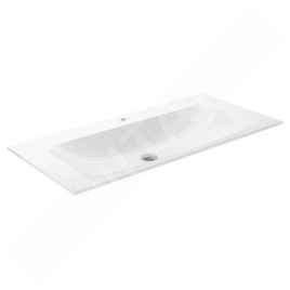 Keuco Plan - Lavabo 1007x494 mm, trop-plein caché, trou pour robinetterie, CleanPlus, blanc 32970311001
