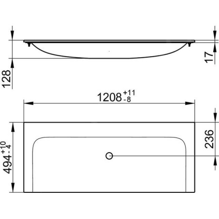 Keuco Plan - Lavabo 1208x494 mm, sans trop-plein, sans trou pour robinetterie, CleanPlus, blanc 32980311200