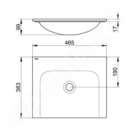 Keuco Plan - Lavabo 465x383 mm, sans trop-plein, sans trou pour robinetterie, CleanPlus, blanc 32930314600
