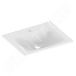 Keuco Plan - Lavabo 465x383 mm, trop-plein caché, trou de la robinetterie, CleanPlus, blanc 32930314601