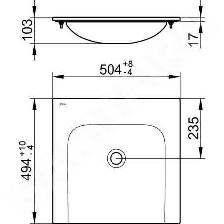 Keuco Plan - Lavabo 505x494 mm, sans trop-plein, sans trou pour robinetterie, CleanPlus, blanc 32940315000