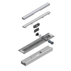 I-Drain Liquid - Caniveau de douche 80 cm, avec grille, béton foncé EP5.SS.0800.D