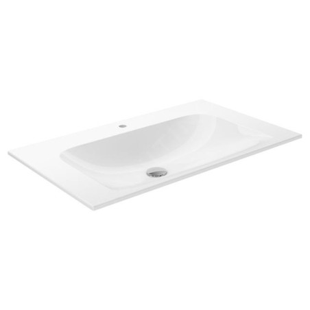 Keuco Plan - Lavabo 805x494 mm, trop-plein caché, trou pour robinetterie, CleanPlus, blanc 32960318001