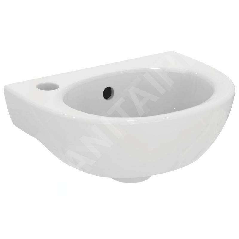 Ideal Standard Eurovit - Lave-mains 350x260 mm, avec trop-plein, trou pour robinetterie à gauche, blanc W330001