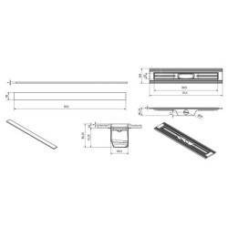 I-Drain Liquid - Caniveau de douche 80 cm, avec grille, blanc EP5.SS.0800.W