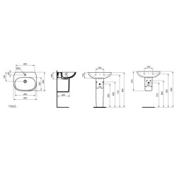 Ideal Standard Tesi - Lavabo 550x450 mm, avec trop-plein, trou pour robinetterie, blanc T352301