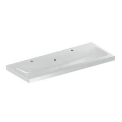 Geberit iCon - Double lavabo 1200x480x160 mm, avec trop-plein, 2 trous pour robinetterie, blanc 501.837.00.1