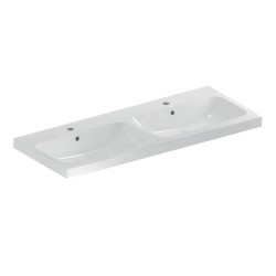 Geberit iCon - Double lavabo 1200x480 mm, avec trop-plein, 2 trous pour robinetterie, blanc 501.838.00.1