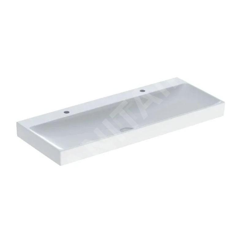 Geberit ONE - Double lavabo 1200x480x140 mm, sans trop-plein, 2 trous pour robinetterie, KeraTect, blanc 505.022.01.5 Geberit ONE - Double lavabo 1200x480x140 mm, sans trop-plein, 2 trous pour robinetterie, KeraTect, blanc 505.022.01.5
