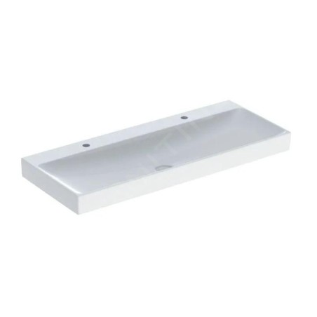 Geberit ONE - Double lavabo 1200x480x140 mm, sans trop-plein, 2 trous pour robinetterie, KeraTect, blanc 505.022.01.5
