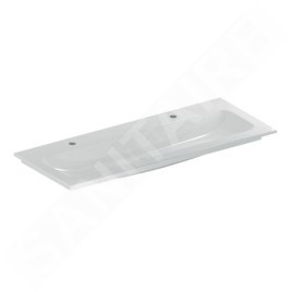 Geberit iCon - Meuble-lavabo double 1200x480x130 mm, sans trop-plein, 2 trous pour robinetterie, blanc 501.846.00.1