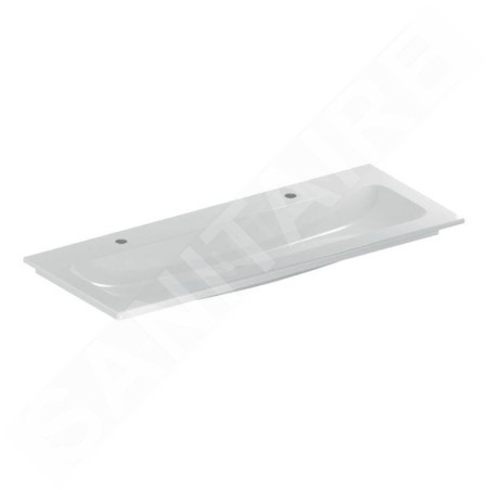 Geberit iCon - Meuble-lavabo double 1200x480x130 mm, sans trop-plein, 2 trous pour robinetterie, blanc 501.846.00.1
