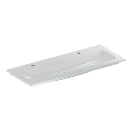 Geberit iCon - Meuble-lavabo double 1200x480x130 mm, sans trop-plein, 2 trous pour robinetterie, KeraTect, blanc 501.846.00.2