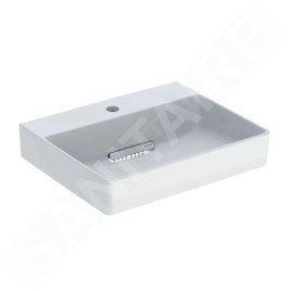 Geberit ONE - Couvercle de vidage pour lavabos avec sortie horizontale, insert de crête, chrome brossé 505.082.GH.1