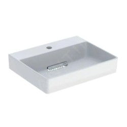 Geberit ONE - Couvercle de vidage pour lavabos avec sortie horizontale, insert de crête, chrome brillant 505.082.21.1
