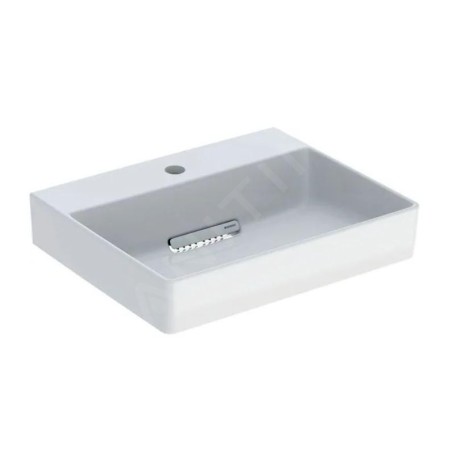 Geberit ONE - Couvercle de vidage pour lavabos avec sortie horizontale, insert de crête, chrome brillant 505.082.21.1