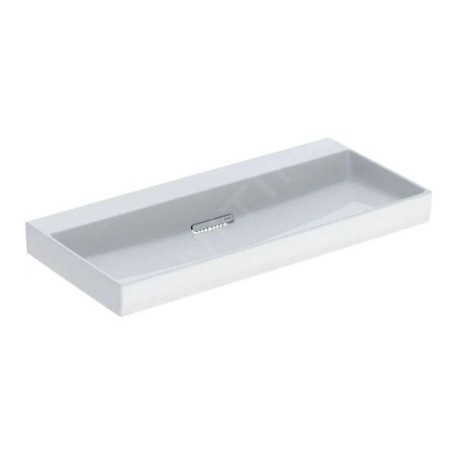 Geberit ONE - Lavabo 1050x480x142 mm, trop-plein caché, sans trou pour robinetterie, sortie horizontale, KeraTect, blanc