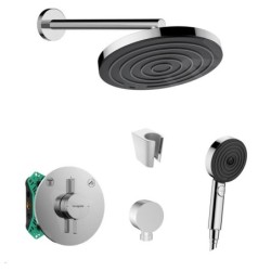 SANITINO - Set de douche avec mitigeur et corps encastré hansgrohe, accessoires kielle, chrome SANI21HHK000