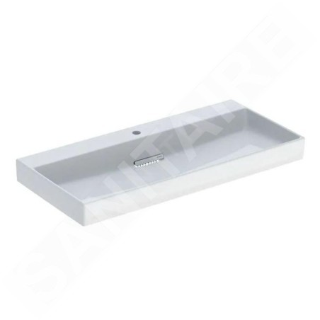 Geberit ONE - Lavabo 1050x480x142 mm, trop-plein caché, avec trou pour robinetterie, sortie horizontale, KeraTect, blanc