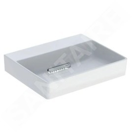Geberit ONE - Lavabo 500x410x142 mm, trop-plein caché, sans trou pour robinetterie, sortie horizontale, KeraTect, blanc