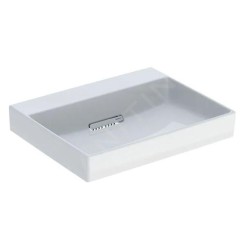 Geberit ONE - Lavabo 600x480x142 mm, trop-plein caché, sans trou pour robinetterie, sortie horizontale, KeraTect, blanc