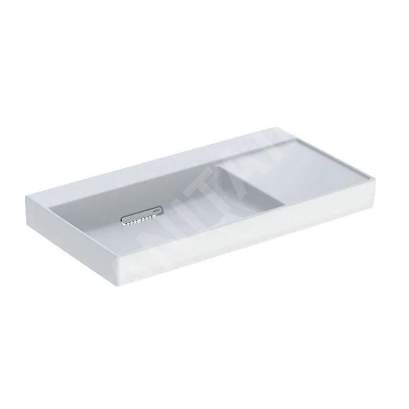 Geberit ONE - Lavabo 900x480x142 mm, trop-plein caché, sans trou pour robinetterie, sortie horizontale, KeraTect, blanc