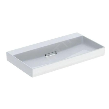 Geberit ONE - Lavabo 900x480x142 mm, trop-plein caché, sans trou pour robinetterie, sortie horizontale, KeraTect, blanc