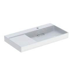 Geberit ONE - Lavabo 900x480x142 mm, trop-plein caché, avec trou pour robinetterie, sortie horizontale, KeraTect, blanc