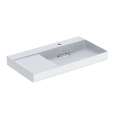 Geberit ONE - Lavabo 900x480x142 mm, trop-plein caché, avec trou pour robinetterie, sortie horizontale, KeraTect, blanc