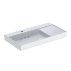 Geberit ONE - Lavabo 900x480x142 mm, trop-plein caché, avec trou pour robinetterie, sortie horizontale, KeraTect, blanc