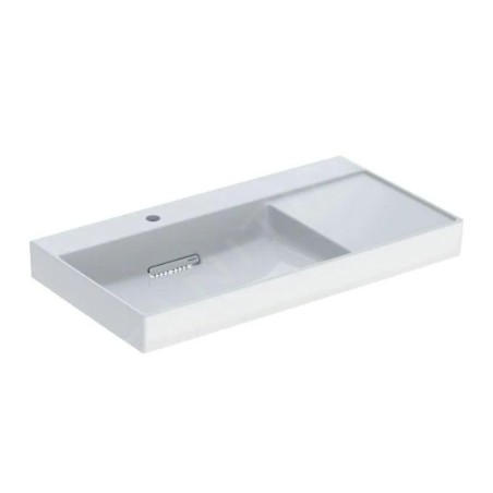 Geberit ONE - Lavabo 900x480x142 mm, trop-plein caché, avec trou pour robinetterie, sortie horizontale, KeraTect, blanc