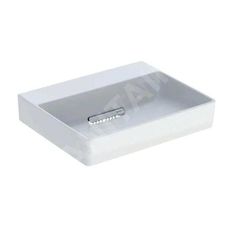 Geberit ONE - Lavabo à poser 500x410x142 mm, trop-plein caché, sans trou pour robinetterie, sortie horizontale, KeraTect, blanc Geberit ONE - Lavabo à poser 500x410x142 mm, trop-plein caché, sans trou pour robinetterie, sortie horizontale, KeraTect, blanc