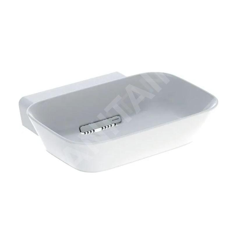 Geberit ONE - Lavabo à poser 500x425x154 mm, trop-plein caché, sans trou pour robinetterie, sortie horizontale, KeraTect, blanc