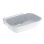 Geberit ONE - Lavabo à poser 500x425x154 mm, trop-plein caché, sans trou pour robinetterie, sortie horizontale, KeraTect, blanc