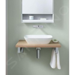 Geberit ONE - Lavabo à poser 500x425x154 mm, trop-plein caché, sans trou pour robinetterie, sortie horizontale, KeraTect, blanc