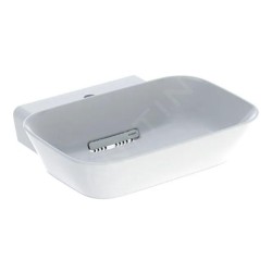 Geberit ONE - Lavabo à poser 500x425x154 mm, trop-plein caché, avec trou pour robinetterie, sortie horizontale, KeraTect, blanc