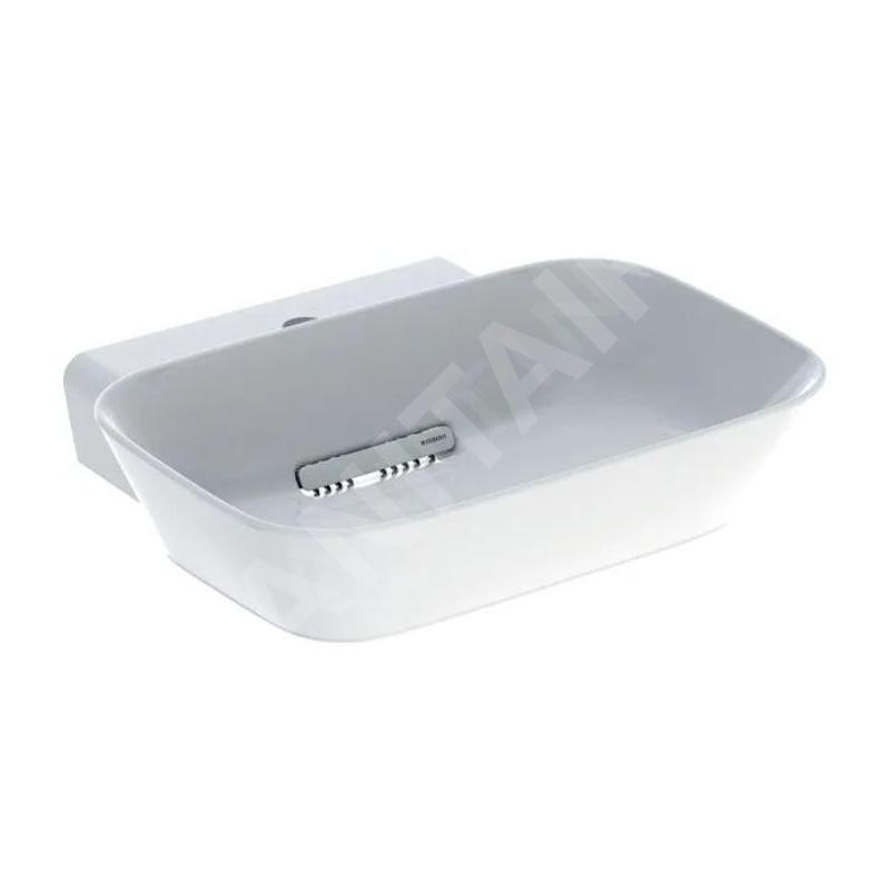 Geberit ONE - Lavabo à poser 500x425x154 mm, trop-plein caché, avec trou pour robinetterie, sortie horizontale, KeraTect, blanc Geberit ONE - Lavabo à poser 500x425x154 mm, trop-plein caché, avec trou pour robinetterie, sortie horizontale, KeraTect, blanc