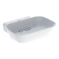 Geberit ONE - Lavabo à poser 500x425x154 mm, trop-plein caché, avec trou pour robinetterie, sortie horizontale, KeraTect, blanc Geberit ONE - Lavabo à poser 500x425x154 mm, trop-plein caché, avec trou pour robinetterie, sortie horizontale, KeraTect, blanc