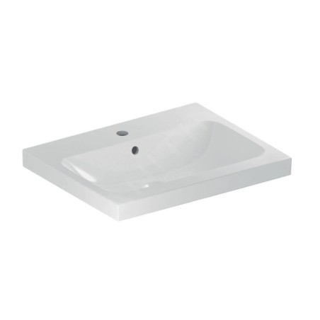 Geberit iCon - Lavabo à poser 600x480x160 mm, avec trop-plein, avec trou pour robinetterie, KeraTect, blanc 501.847.00.2