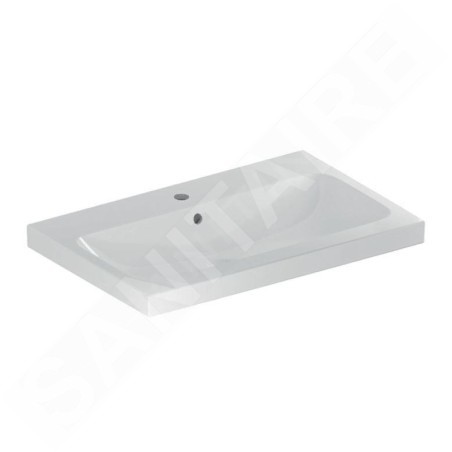 Geberit iCon - Lavabo à poser 750x480x160 mm, avec trop-plein, avec trou pour robinetterie, KeraTect, blanc 501.848.00.2