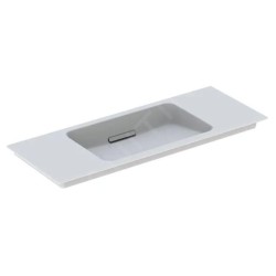 Geberit ONE - Meuble-lavabo 1050x400x130 mm, trop-plein caché, sans trou pour robinetterie, sortie horizontale, KeraTect, blanc