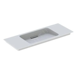 Geberit ONE - Meuble-lavabo 1050x400x130 mm, trop-plein caché, sans trou pour robinetterie, sortie horizontale, KeraTect, blanc