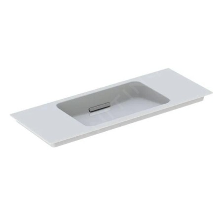 Geberit ONE - Meuble-lavabo 1050x400x130 mm, trop-plein caché, sans trou pour robinetterie, sortie horizontale, KeraTect, blanc