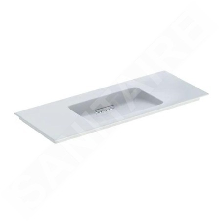 Geberit ONE - Meuble-lavabo 1200x480x130 mm, trop-plein caché, sans trou pour robinetterie, sortie horizontale, KeraTect, blanc