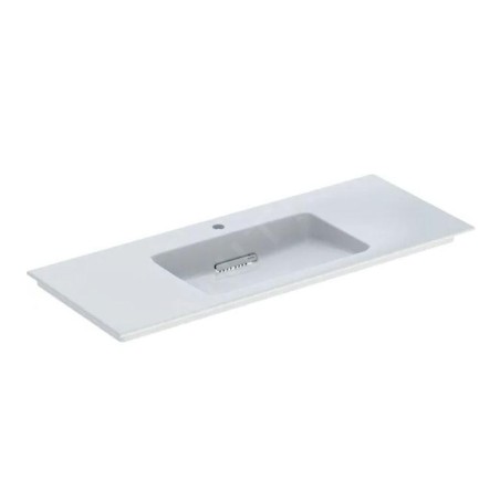 Geberit ONE - Meuble-lavabo 1200x480x130 mm, trop-plein caché, avec trou pour robinetterie, sortie horizontale, KeraTect, blanc