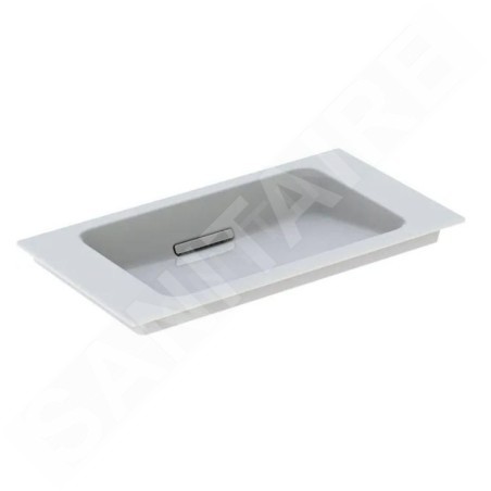 Geberit ONE - Meuble-lavabo 750x400x130 mm, trop-plein caché, sans trou pour robinetterie, sortie horizontale, KeraTect, blanc