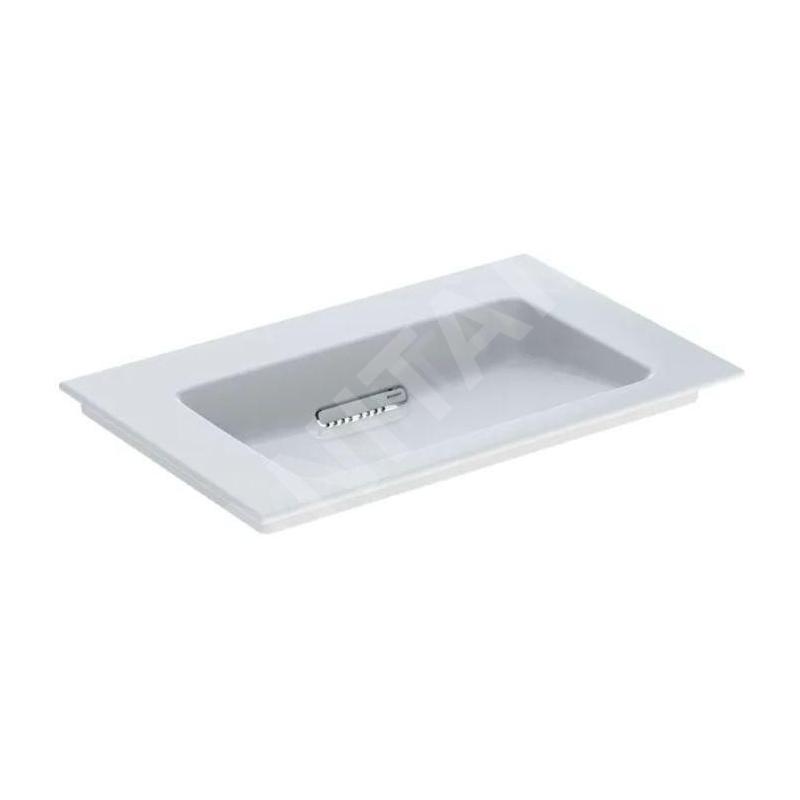 Geberit ONE - Meuble-lavabo 750x480x130 mm, trop-plein caché, sans trou pour robinetterie, sortie horizontale, KeraTect, blanc Geberit ONE - Meuble-lavabo 750x480x130 mm, trop-plein caché, sans trou pour robinetterie, sortie horizontale, KeraTect, blanc