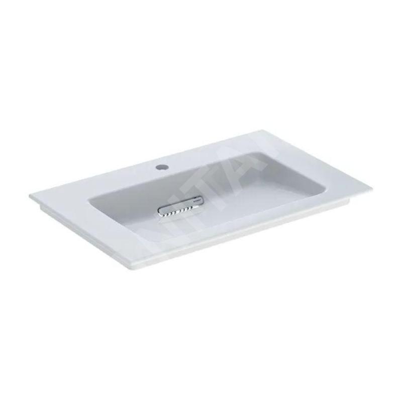 Geberit ONE - Meuble-lavabo 750x480x130 mm, trop-plein caché, avec trou pour robinetterie, sortie horizontale, KeraTect, blanc