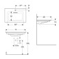 Geberit ONE - Meuble-lavabo 750x480x130 mm, trop-plein caché, avec trou pour robinetterie, sortie horizontale, KeraTect, blanc